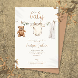 Invitación Watercolor Clothesline Neutral Baby Shower