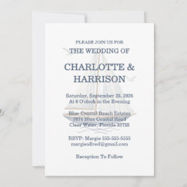 Invitación Watercolor Coastal Seascape Wedding