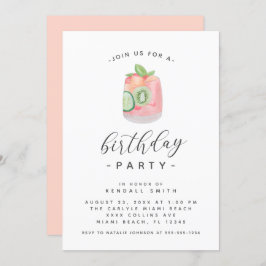 Invitación Watercolor Cocktail fiesta de cumpleaños Minimalis