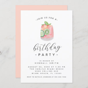 Invitación Watercolor Cocktail fiesta de cumpleaños Minimalis