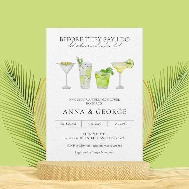 Invitación Watercolor Cocktail Fiesta Margarita Wedding Showe (Subido por el creador)