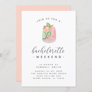 Invitación Watercolor Cocktail Minimal Bachelorette Weekend