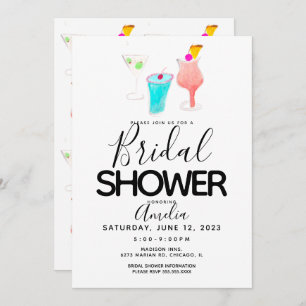 Invitación Watercolor Cocktail Pintado Bridal Shower Event