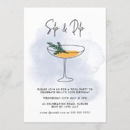 Invitación Watercolor Cocktail Pool Fiesta 30 cumpleaños