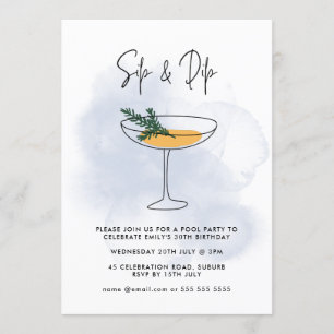 Invitación Watercolor Cocktail Pool Fiesta 30 cumpleaños