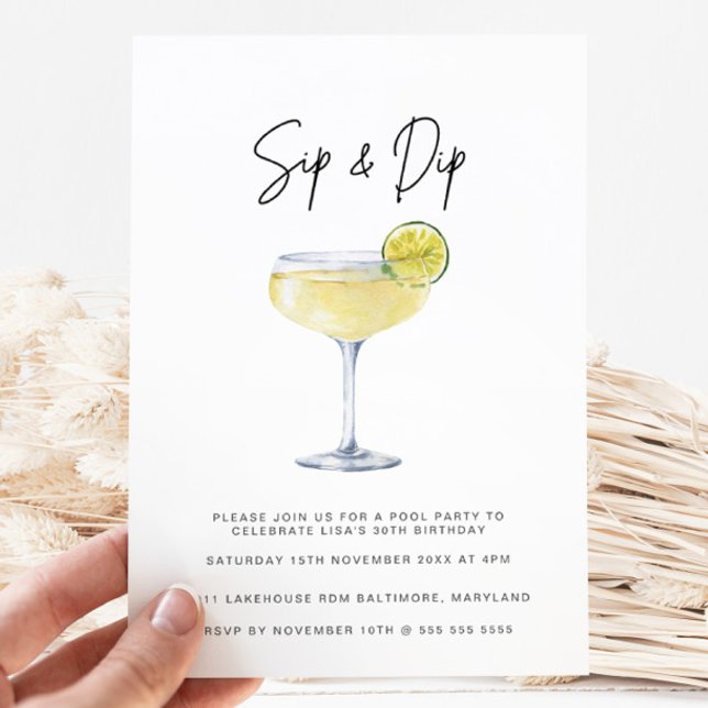 Invitación Watercolor Cocktail Pool Fiesta 30 cumpleaños (Subido por el creador)