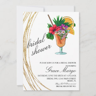 Invitación Watercolor Cocktail Purpurina Bridal Shower