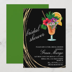 Invitación Watercolor Coctail Tropic Bridal Shower