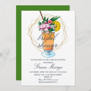 Invitación Watercolor Coctail Tropical Bridal Shower
