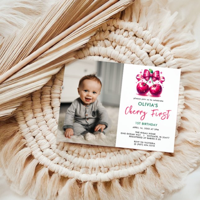 Invitación Watercolor Coquette Cherry 1º cumpleaños (Subido por el creador)