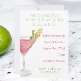 Invitación Watercolor Cosmopolitan Cocktail Stock the Bar