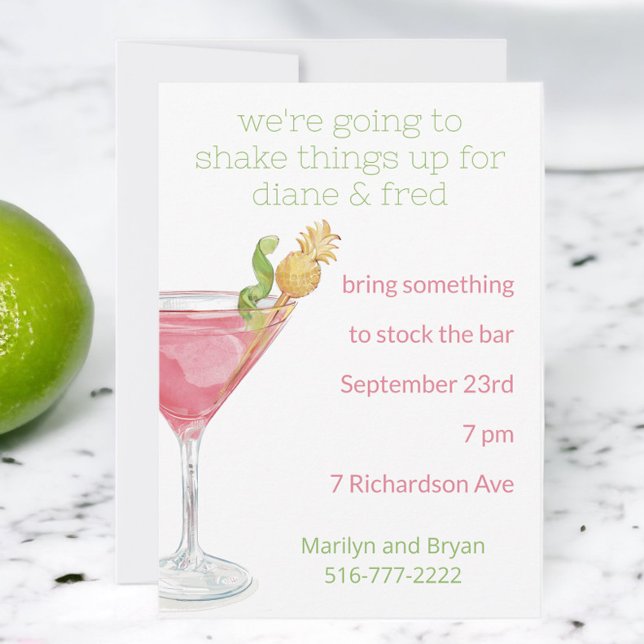 Invitación Watercolor Cosmopolitan Cocktail Stock the Bar (Subido por el creador)
