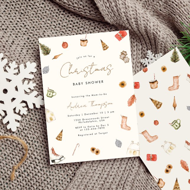 Invitación Watercolor Cosy Navidades Baby Shower (Subido por el creador)