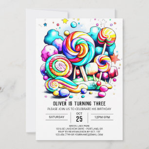 Invitación Watercolor Cotton Candy Cumpleaños