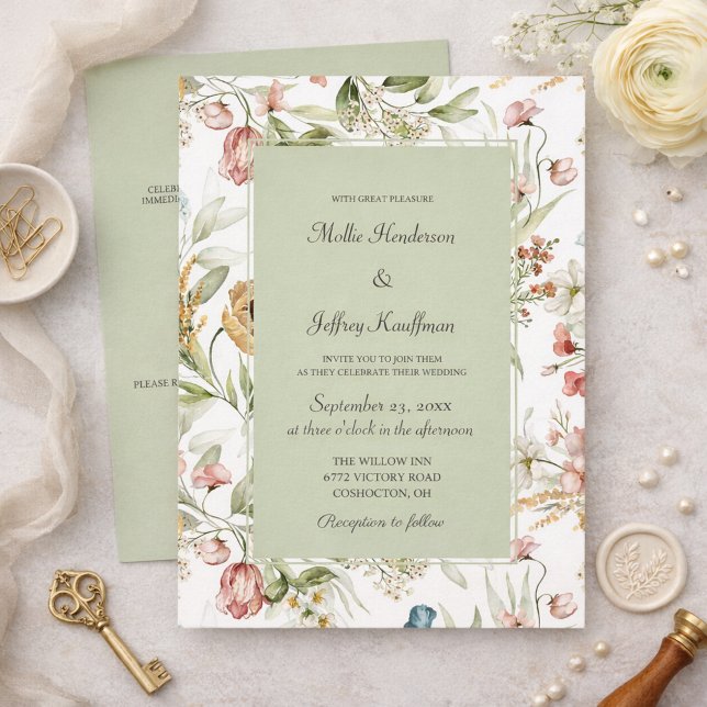 Invitación Watercolor Country Floral Wedding  (Subido por el creador)