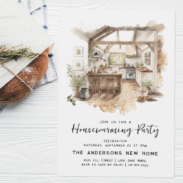 Invitación Watercolor Country Kitchen Fiesta de calentamiento