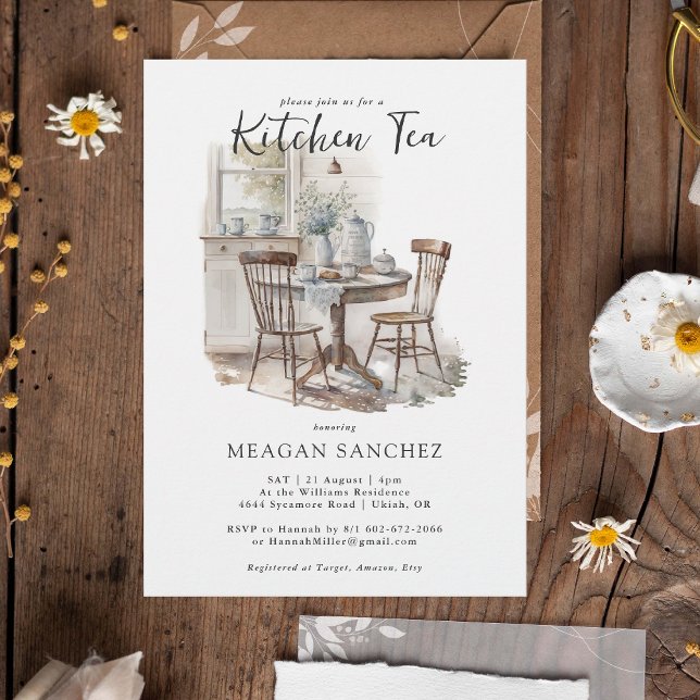 Invitación Watercolor Country Kitchen Tea Bridal Shower (Subido por el creador)