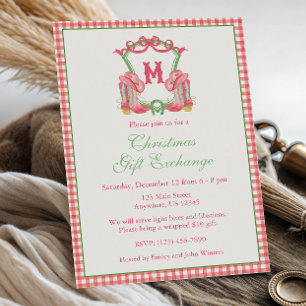 Invitación Watercolor Cowboy Boots Monograma Escudo Fiesta