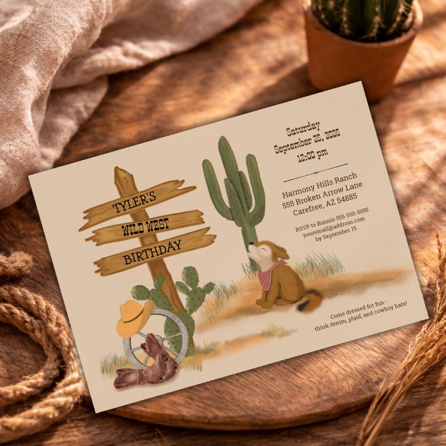 Invitación Watercolor Cowboy Wild West Birthday Invitation (Subido por el creador)