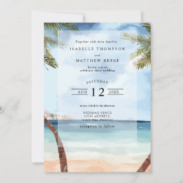 Invitación Watercolor Cozumel Tropical Beach Wedding