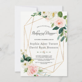 Invitación Watercolor Crema rosa Floral Gold Cena