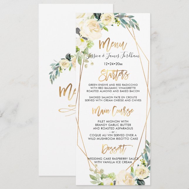 Invitación Watercolor Crema Rosas + Alabaster Peonies (Anverso / Reverso)