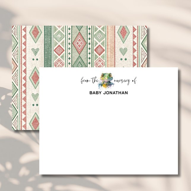 Invitación Watercolor Crocodile Chic Nursery Note Card (Subido por el creador)