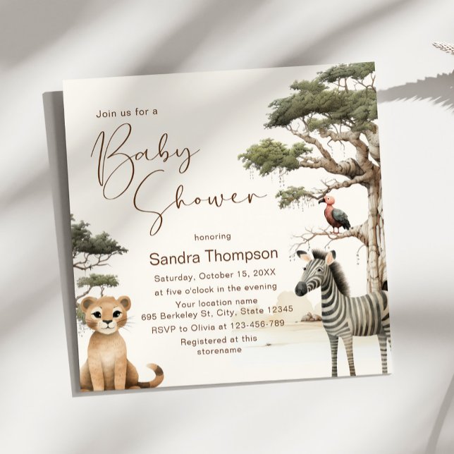 Invitación Watercolor Cute Animals Wildlife Baby Shower (Subido por el creador)