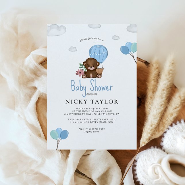 Invitación Watercolor Cute Baby Bear Baby Shower (Subido por el creador)