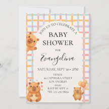Watercolor Cute Capy Capybara Baby Shower