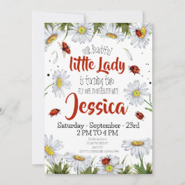 Invitación Watercolor Cute Cumpleaños Chica Ladybug