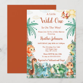 Invitación Watercolor Cute Dinosaur Boy Baby Shower