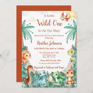 Invitación Watercolor Cute Dinosaur Boy Baby Shower