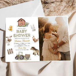 Invitación Watercolor Cute Farm Animals Foto de Baby Shower
