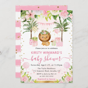 Invitación Watercolor Cute Jungle Lion Baby Shower