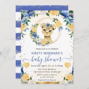Invitación Watercolor Cute Jungle Lion Baby Shower