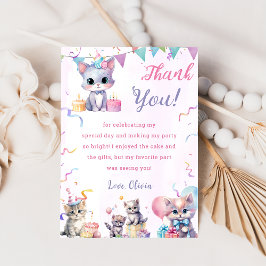 Invitación Watercolor Cute Kitty Cat Birday