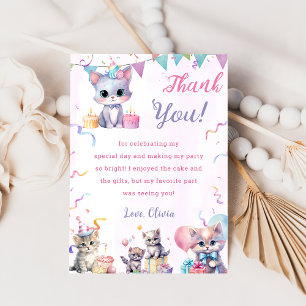 Invitación Watercolor Cute Kitty Cat Birday