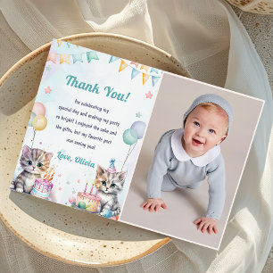 Invitación Watercolor Cute Kitty Cat Birday