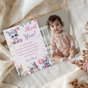 Invitación Watercolor Cute Kitty Cat Birday