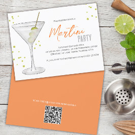Invitación Watercolor Cute Martini Fiesta Whimsical QR Code
