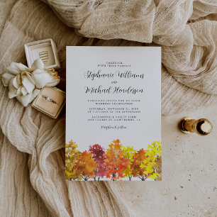 Invitación Watercolor de la boda otoño Woodland