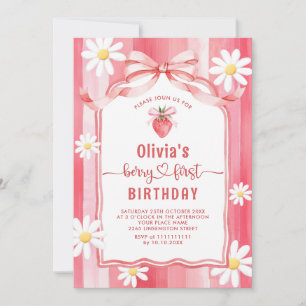 Invitación Watercolor de moda Fresa Bebé Primer Nacimiento