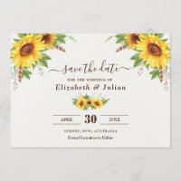 Watercolor de moda Sunflowers Summer Save the Date