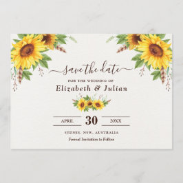 Invitación Watercolor de moda Sunflowers Summer Save the Date