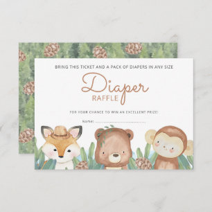 Invitación Watercolor de Woodland Animals Diaper Raffle Ticke