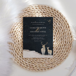 Invitación Watercolor Deer Elegant Rustic Winter Wedding