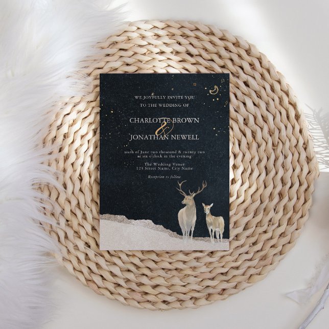 Invitación Watercolor Deer Elegant Rustic Winter Wedding (Subido por el creador)
