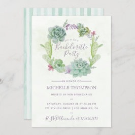 Invitación Watercolor Deert Cactus Suculents Bachelorette