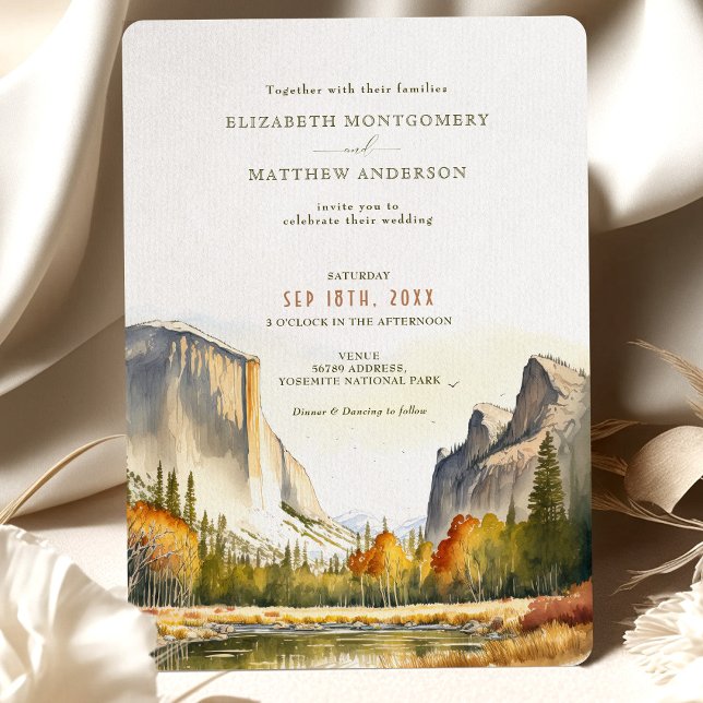 Invitación Watercolor del Parque Nacional Yosemite (Subido por el creador)